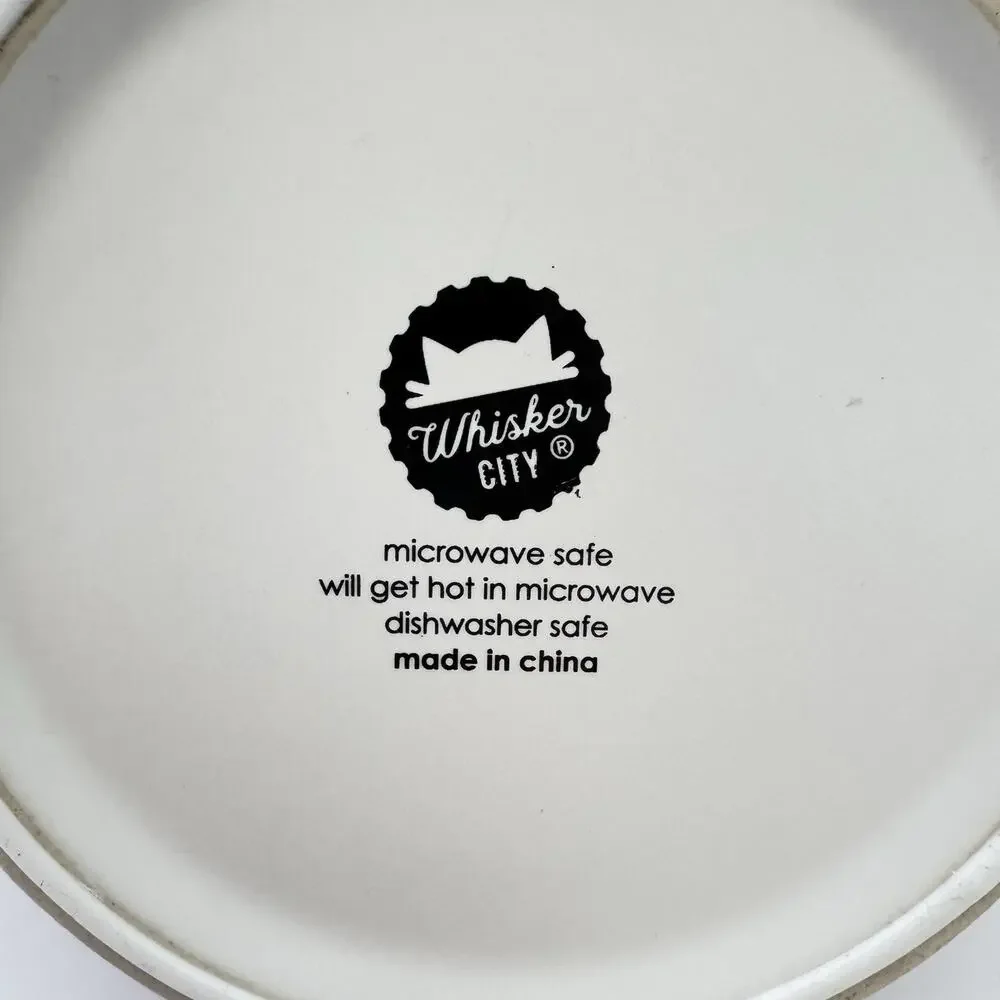 WHISKER CITY Marbled Purple and Yellow Ceramic Cat Dish Bowl 4.5